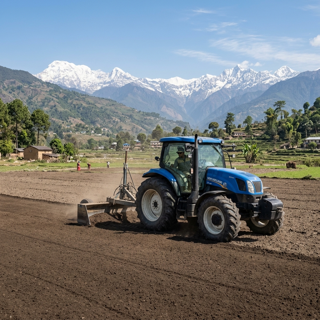 Land leveling with tractor